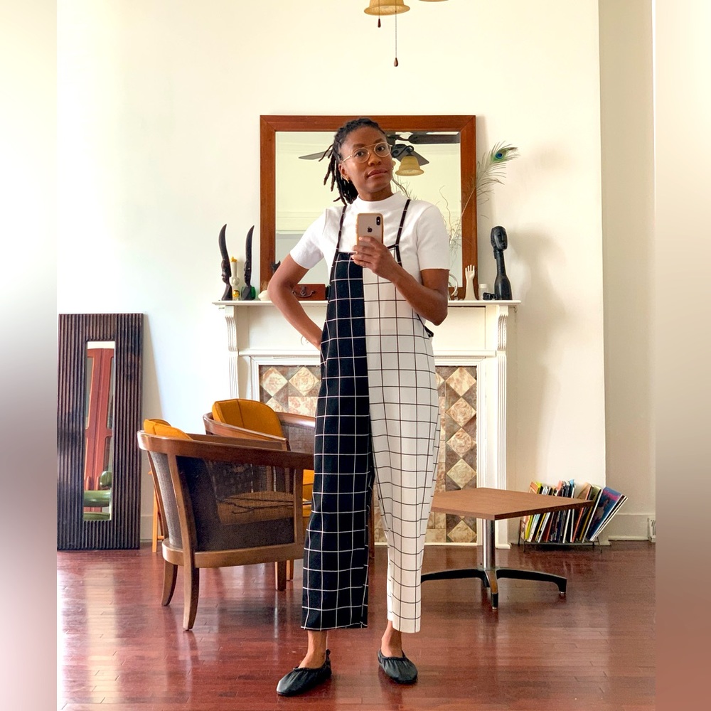 Black and White Checked Jumpsuit